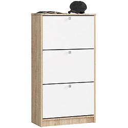 Akord Armoire à chaussures 3 abattants - Chêne sonoma/blanc