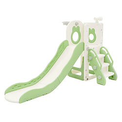 Joyz Toboggan 3-en-1 blanc et vert pour enfants structure de jeu intérieur/extérieur avec panier de basket, échelle sûre, glissière stable en plastique, jouet d’activité pour tout-petits dès 3 ans