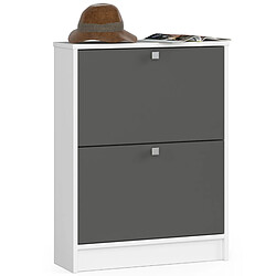 Akord Armoire à chaussures 2 portes basculantes - Blanc et gris