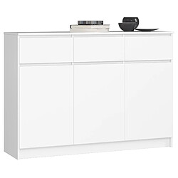 Akord Commode 3 portes 3 tiroirs - Blanc