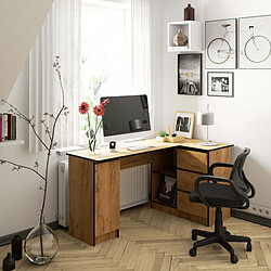 Akord Bureau D'angle Droit 3 Tiroirs 1 Placard Chêne Craft 155X85X77 pas cher