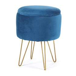 Akord Coffre Tabouret Lili Avec Rangement Bleu 35X35X45