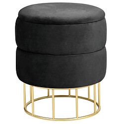 Akord Pouf Doré Velours Vert Bouteille 39X39X40