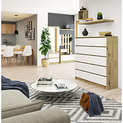 Akord Dressoir 10 Tiroirs Chêne Artisan Et Blanc 120X40X121 pas cher