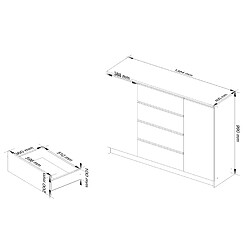 Avis Akord Commode 2 Portes 4 Tiroirs Wengé Blanc 138X40X99