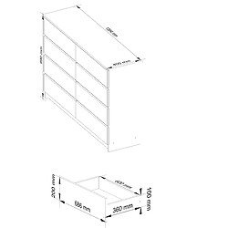 Avis Akord Dressoir 8 Tiroirs Wengé/Blanc 138X40X99