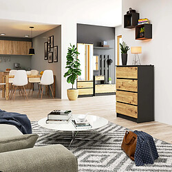 Acheter Akord Buffet 4 Tiroirs Gris Graphite/Chêne Artisan 60X40X99