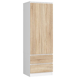 Akord Armoire penderie avec tiroirs - Blanc