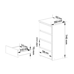 Avis Akord Commode basse 4 tiroirs - Bois