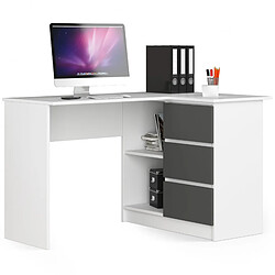 Akord Bureau d'angle 3 tiroirs - Blanc