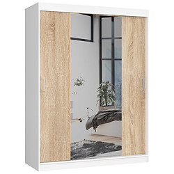 Akord Armoire coulissante avec miroir - Blanc