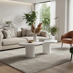 Homy France Table Basse Blanche en MDF – Forme Organique 120 cm