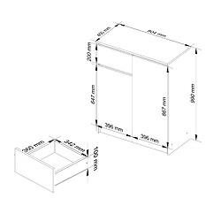Avis Akord Commode 2 portes 1 tiroir - Blanc rouge
