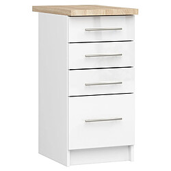 Akord Meuble bas de cuisine 4 tiroirs - Blanc