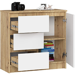 Avis Akord Buffet Jerry 1 Porte 3 Tiroirs Chêne Artisan/Blanc 80X35X77