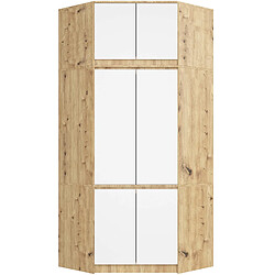 Akord Armoire d'angle avec surmeuble - Chêne artisan blanc