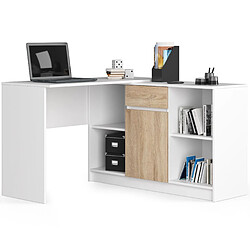 Akord Bureau d'angle avec caisson - Blanc