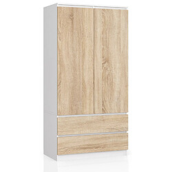 Akord Armoire penderie avec tiroirs - Blanc