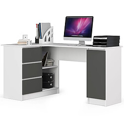 Akord Bureau d'angle 3 tiroirs - Blanc