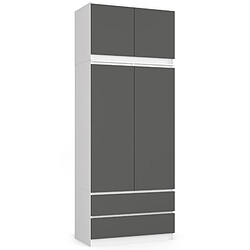 Akord Armoire 2 portes 2 tiroirs - Blanc