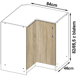 Acheter Akord Meuble De Cuisine D'angle Avec Plan De Travail Blanc/Chêne Sonoma 84X45X86