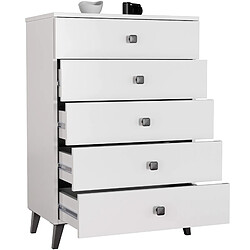 Akord Commode Mobi 5 tiroirs – Blanc pas cher