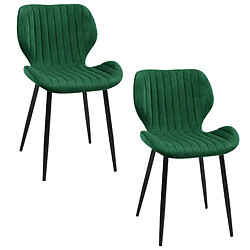 Akord Lot De 2 Chaises Velours Vert Bouteille 30X36X47
