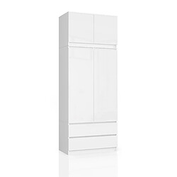 Akord Armoire 2 portes 2 tiroirs - Blanc