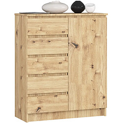 Akord Commode 1 Porte 5 Tiroirs Chêne Artisan 80X35X97