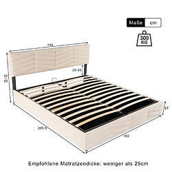 Avis DZMDIP Lit coffre - 160 x 200 - Rembourré - Tête de lit réglable - Beige