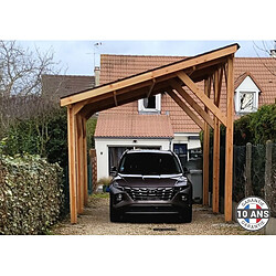 CPBF Carport une pente 350cmx550cm, bois DOUGLAS Français (Charpente en bois-auvent-abri voiture) 20 m². Garantie 10 ans