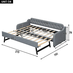 Avis DZMDIP Canapé-lit - Lit gigogne gris - 90x200cm et 190x200cm - 2 places - Design contemporain