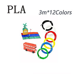Arzopa Filament PLA pour stylo 3D Impression, inodore, en plastique sûr, 1,75 mm, 3 m x 12 couleurs