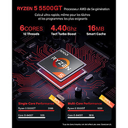 GREED - Silent GT - Office PC / Ordinateur - AMD Ryzen 5 5500GT - 16 GO RAM - 1TO SSD - WLAN - DVD+RW - Win11 Pro