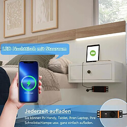 Avis DZMDIP Lit double 140×200 cm Lit 2 personnes Livré avec 2 tables de chevet LED et prise USB C, chêne/blanc (matelas non inclus)