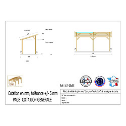 CPBF Carport une pente 350cmx550cm, bois DOUGLAS Français (Charpente en bois-auvent-abri voiture) 20 m². Garantie 10 ans