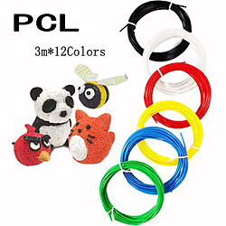 Arzopa Filament PCL pour stylo 3D Impression, inodore, en plastique sûr, 1,75 mm, 3 m x 12 couleurs