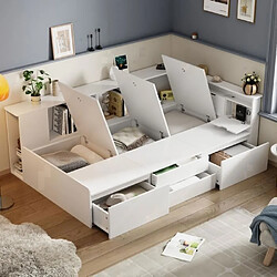 Acheter DZMDIP Lit simple enfant 90x200 cm avec tiroirs, bibliothèque et armoire de rangement, pour les chambres d'enfants à l'espace limité,