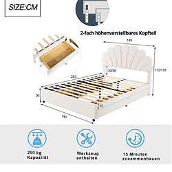 Acheter DZMDIP Lit Coffre - 140x200cm - Tête de lit fleurie - Velours - Beige