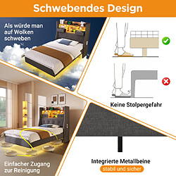 Acheter DZMDIP Cadre de lit 140 X 200 cm avec Sommier et LED, Lit rembourré Station de Recharge, Lin