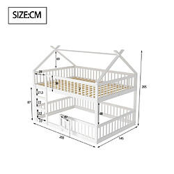 Avis modfu Lit superposé 140x200 cm avec escalier, en bois, blanc