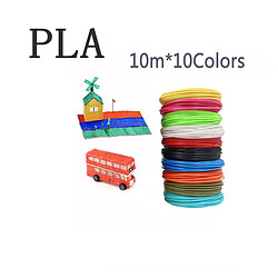 Arzopa Filament PLA pour stylo 3D Impression, inodore, en plastique sûr, 1,75 mm, 10 m x 10 couleurs