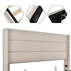 Avis DZMDIP Lit coffre 180x200cm Tissu en lin avec sommier à lattes métal,Lit double hydraulique avec Espace de rangement,Beige