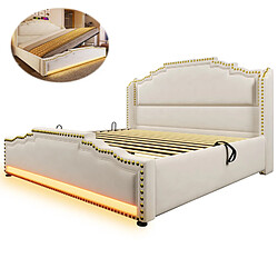 DZMDIP Lit coffre double - 160x200 - Rembourré - Éclairage LED - Port USB-C