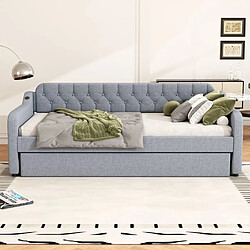 DZMDIP Canapé-lit - Lit gigogne gris - 90x200cm et 190x200cm - 2 places - Design contemporain pas cher