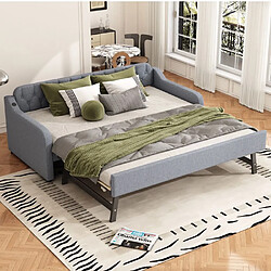 DZMDIP Canapé-lit - Lit gigogne gris - 90x200cm et 190x200cm - 2 places - Design contemporain