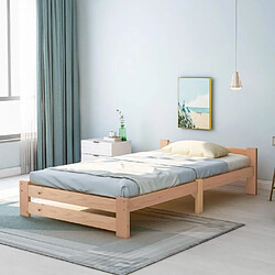 Acheter DZMDIP Lit junior en bois massif 90x200 cm - Naturel - Design de lit simple et durable