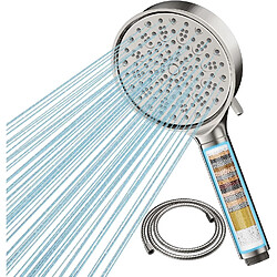 Vendos85 Pommeau carré filtrant 20 couches 6 jets avec tuyau