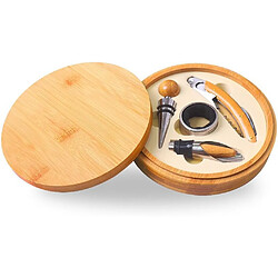Vendos85 Coffret 4 pièces accessoires vin en bois élégant