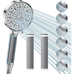 Vendos85 Pommeau de douche carré chromé 6 jets avec filtrations carbone